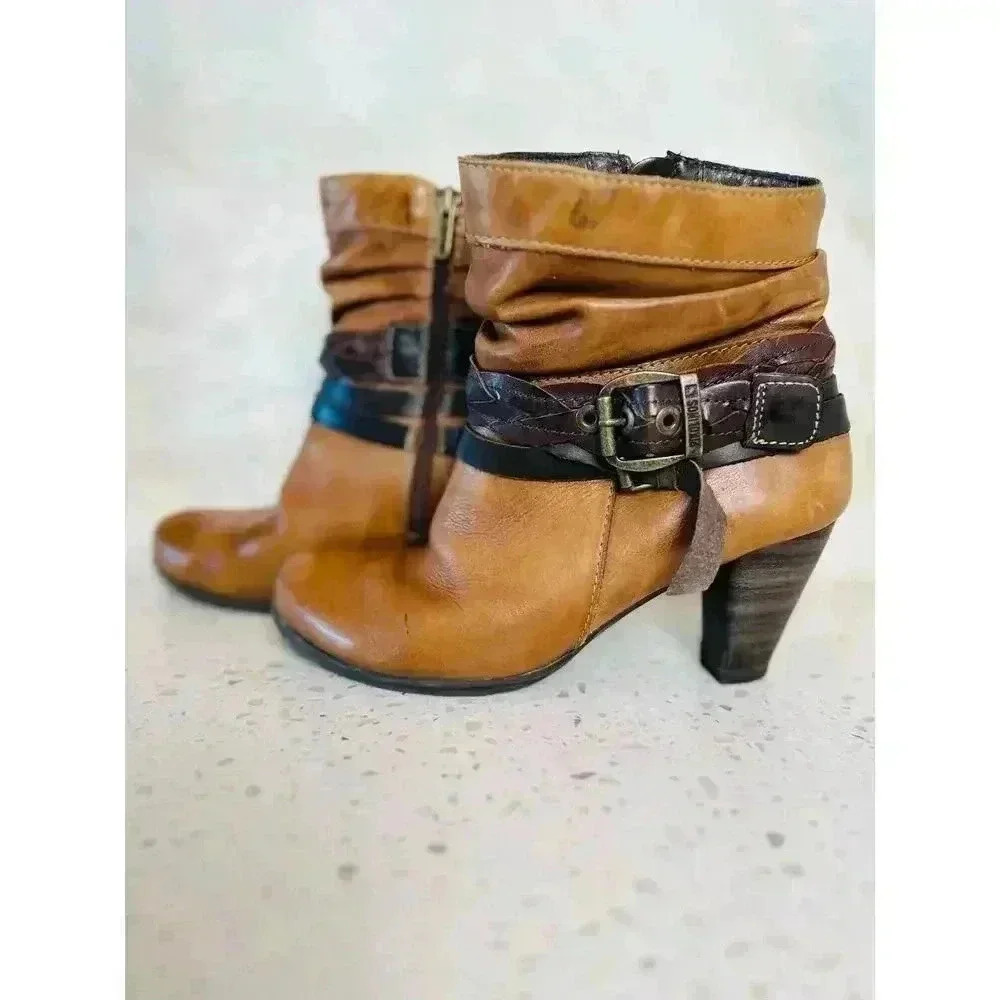 Pikolinos Womens Size 37, US 6.5 Brown Leather Verona Ankle Boots Strappy - Picture 5 of 8